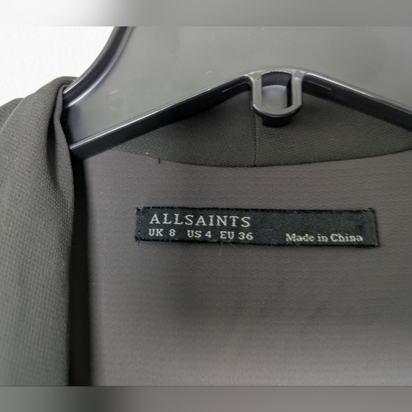 AllSaints Amis Womens Dress Sz 4 Moss Green Sheath Knee Length Sleeveless Party - Picture 2 of 10